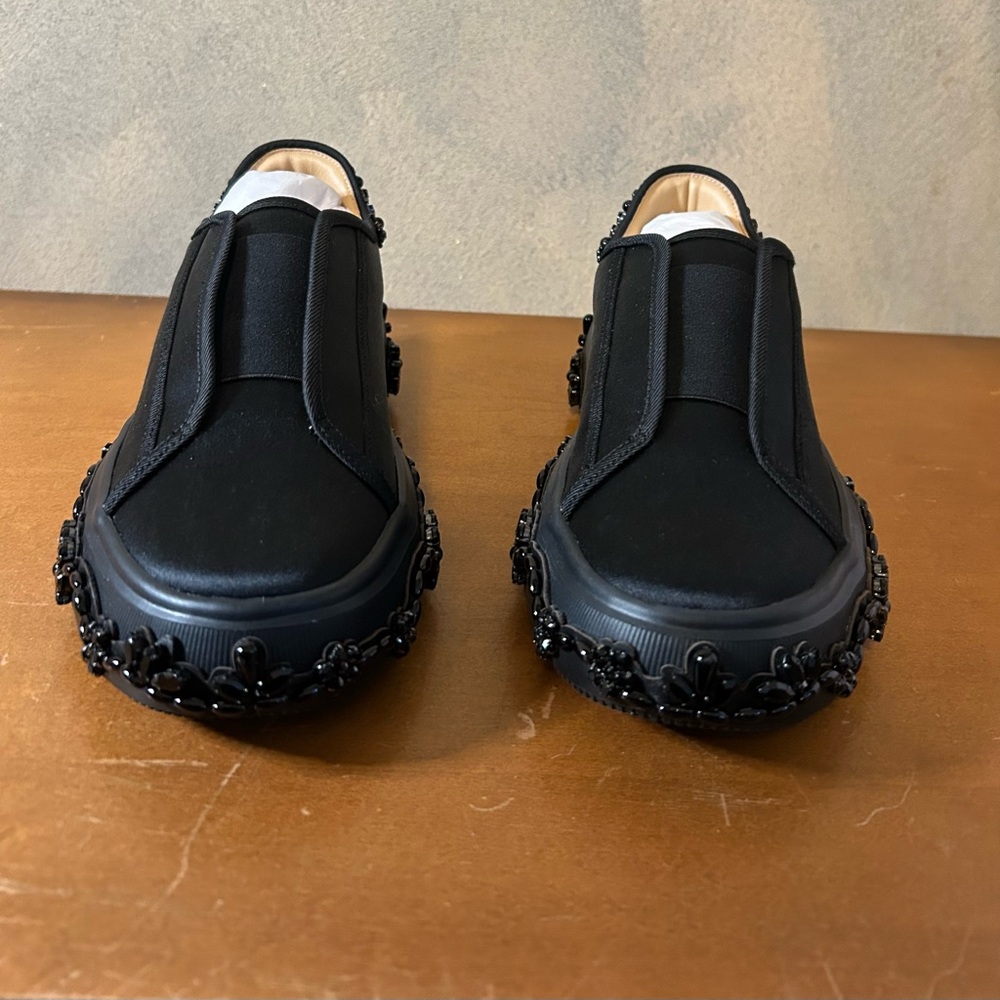 Badgley Mischka Black Embellished Slip-Ons